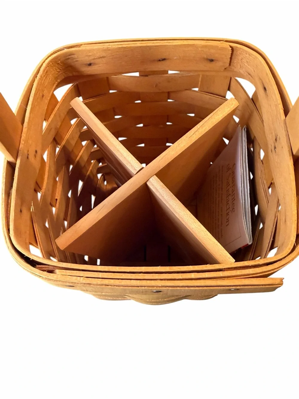 Longaberger Small Utensil Basket Caddy Wood Divider Handwoven USA